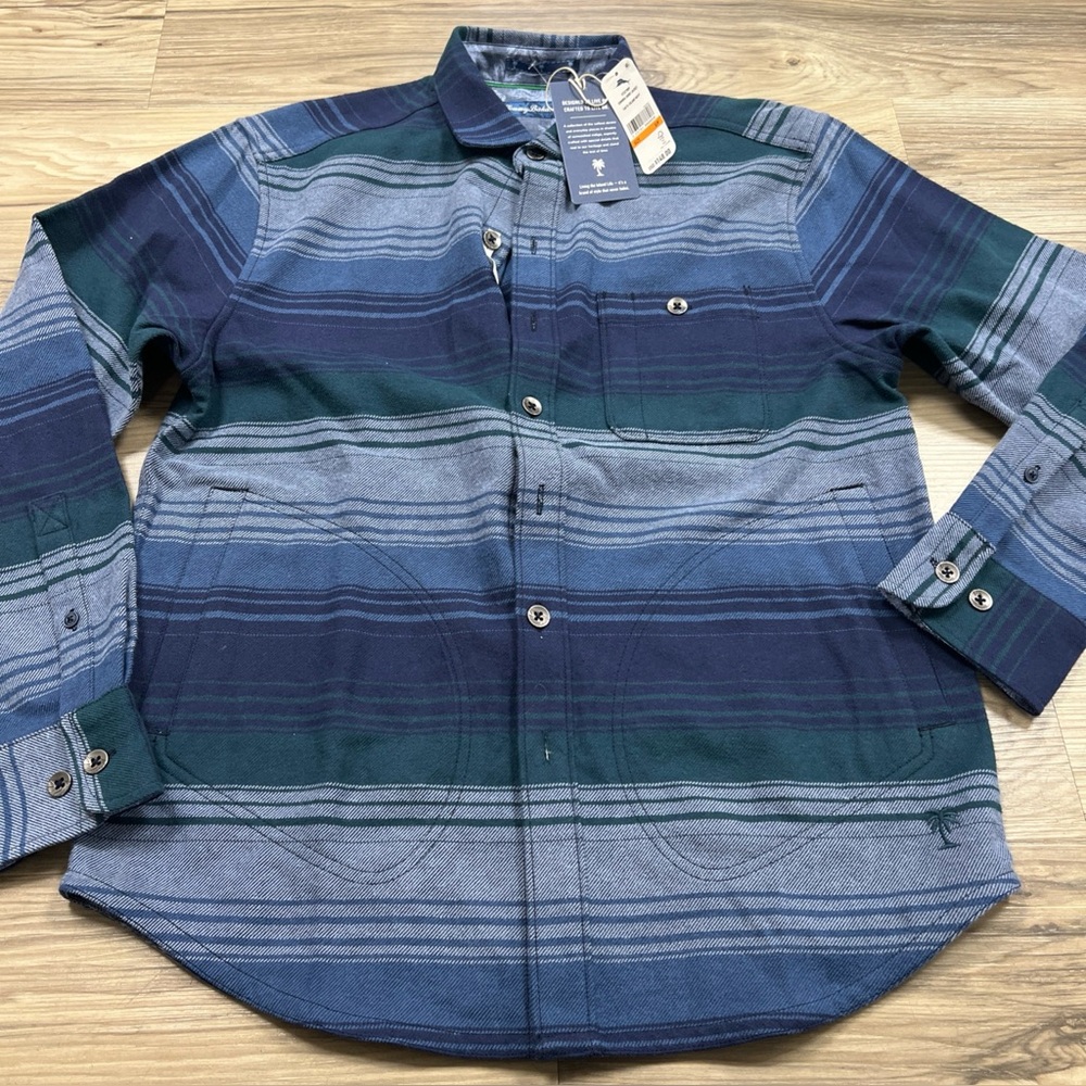 Tommy Bahama Island Sombra Shirt Softest Denim Jacket Navy Men's Small $148 NWT